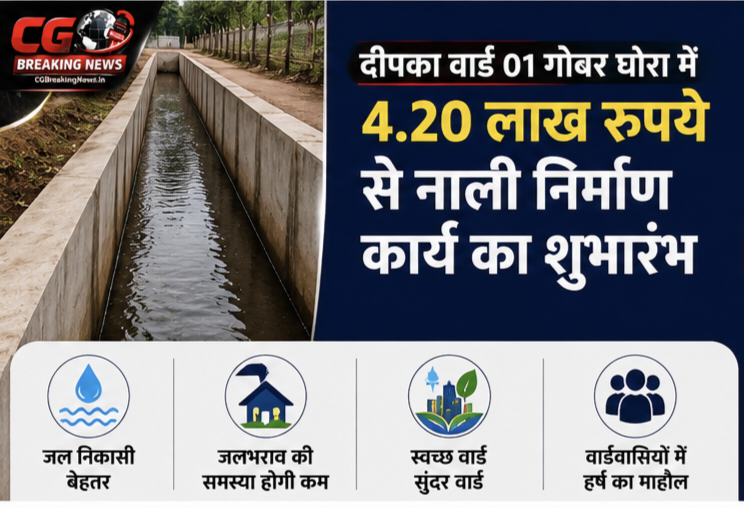 दीपका वार्ड 01 गोबर घोरा में 4.20 लाख रुपये की लागत से नाली निर्माण कार्य का शुभारंभ